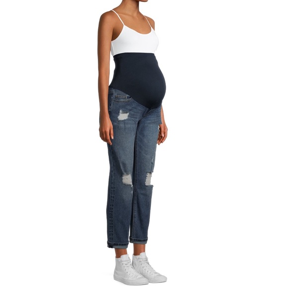 Denim - Women's Maternity Boyfriend Jeans with Full Panel